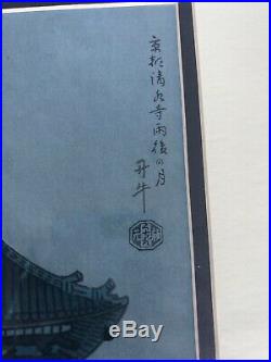 Benji Asada Moon And Kiyomizu Temple Framed Vintage Woodblock Print Kyoto Uchida