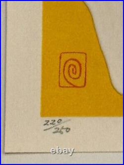 C1970 Modernist Japanese Woodblock Print Love by Haku Maki 220/250