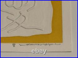 C1970 Modernist Japanese Woodblock Print Love by Haku Maki 220/250