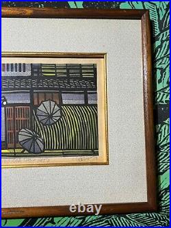 Clifton KARHU Woodblock print Gion kyoto ED81/100 wood cut with flame signed