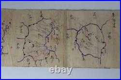 Colored Long Map 10m Handwriting Japanese 1876 Rivers Lakes Hot Springs Volcanoe