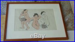 EARLY 20c JAPANESE SHUNGA WOODBLOCK PRINT GALLERY FRAMED # 2 out of 8