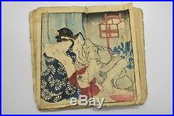 EDO ERA ORIGINAL Japanese Art Woodblock Print UKIYOE Shunga Book 12 Pictures