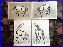 Early 20th Century Woodblock Prints of Horses by Yoshijiro (lot of 4)