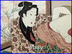 Eisen Keisai Woodblock Print In Front Of The Dressing Table Shunga 32 x 21.5cm