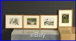 En1043cjaSw7Japanese framed woodblock print Ido Masao Kyoto scene A set of 4