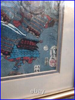 Exquisite quality, Antique Japanese Woodblock Print, Samurai warriors fighting