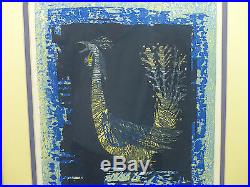 Fine MCM Shima Tamami 1961 Limited Edition Rooster Bird Japanese Woodblock Print