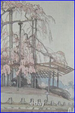 Fine Old Japanese Woodblock Print Hiroshi Yoshida Yozakura Rain Wood Block Art
