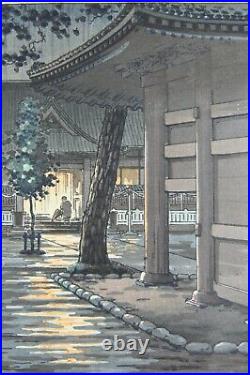 Fine Old Japanese Woodblock Print Tsuchiya Koitsu Takanawa Sengakuji Temple