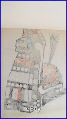 Framed Mid Century Tomoo Inagaki Japanese Woodblock Prints 2 Cats Uma Horse Boy