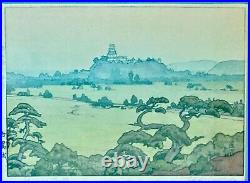 Framed Yoshida Toshi Woodblock Print Shirasagi Castle Japanese Shin-Hanga Signed