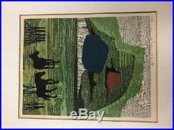 Fumio Fujita Japanese Woodblock Print Two Horses 1969 79/200