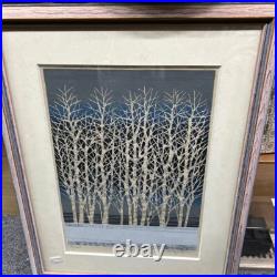Fumio Fujita White Trees D Japanese Woodblock Print Framed Signed ED Numbered