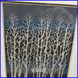 Fumio Fujita White Trees D Japanese Woodblock Print Framed Signed ED Numbered