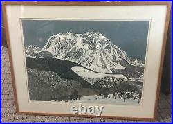 Fumio Kitaoka Japanese Woodblock Print Signed Lmt Ed Snowy Mountain Singed