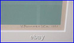 Funasaka Yoshisuke Lemon Glass Blue 43/70 Woodblock Print 1976 Autographed