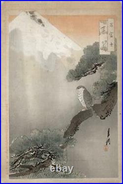 GEKKO OGATA (1859-1920) JAPANESE Woodblock Woodcut Print EAGLE & MOUNT FUJI
