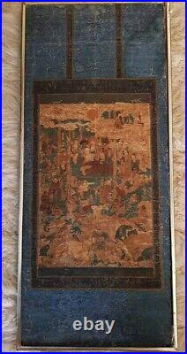 GENUINE ANTIQUE 18th THE DEATH OF BUDDHA WOODBLOCK OR PAINT