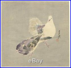 Gekko Ogata, Doves, Bird, Original Japanese Woodblock Print, Japanese Antique