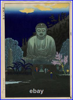 Gihachiro Okuyama JAPANESE Woodblock Print The Great Buddha In Kamakura