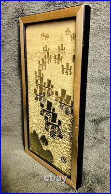 Gihachiro Okuyama Japanese Woodblock Print Sailboats and a Rocky Shore 10x5 Gihachiro Okuyama Japanese Woodblock Print Sailboats and a Rocky Shore 10x5