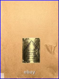 Gihachiro Okuyama Japanese Woodblock Print Sailboats and a Rocky Shore 10x5