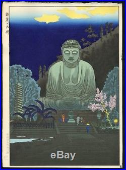 Gihachiro Okuyama Original JAPANESE WOODBLOCK PRINT Great Buddha of Kamakura