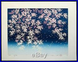 HAJIME NAMIKI JAPANESE Woodblock Print SAKURA Cherry Blossoms HAND SIGNED