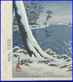 HASUI JAPANESE Woodblock Print SHIN HANGA Mt Fuji After Snow at Tagonoura Bay
