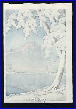 HASUI JAPANESE Woodblock Print SHIN HANGA Mt Fuji After Snow at Tagonoura Bay