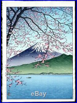 HASUI JAPANESE Woodblock Print SHIN HANGA Mt. Fuji Seen from Kisho, Nishiizu