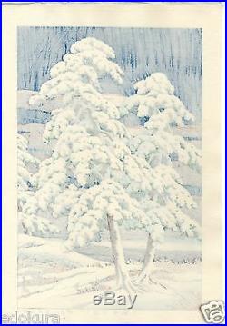 HASUI JAPANESE Woodblock Print SHIN HANGA Pine Tree after Snow