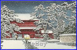 HASUI JAPANESE Woodblock Print SHIN HANGA Zojoji Temple in Snow