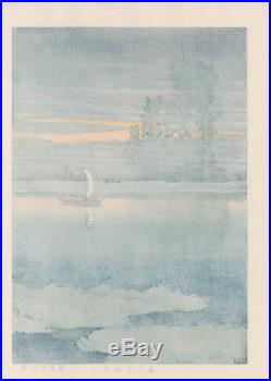 HASUI Japanese Woodblock Print TWILIGHT SAIL 1930