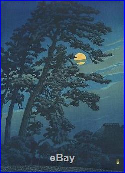 HASUI KAWASE Japanese woodblock print ORIGINAL Shin-hanga Full Moon at Magome
