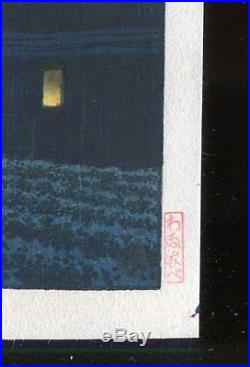 HASUI KAWASE Japanese woodblock print ORIGINAL Shin-hanga Full Moon at Magome