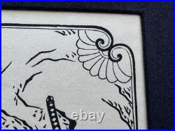 HISHIKAWA MORONOBU WOODBLOCK RELATED PRINT 2 LOVERS AUTUMN FIELD with SWORD JAPAN