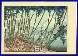 HOKUSAI JAPANESE Chuban Woodblock Print Mt. Fuji Behind a Bamboo Grove