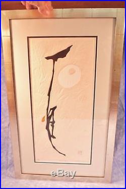 Haku Maki Signed Ed 25/83 Abstract Modern Embossed Japanese Woodblock Print VTG