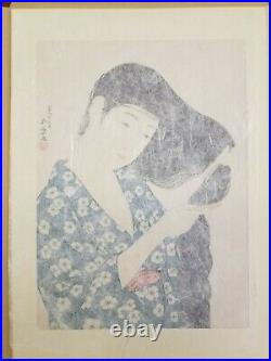 Hashiguchi Goyo Japanese woodblock print Woman Combing Her Hair