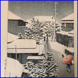 Hasui Kawase Japanese Woodblock Print Art Hanga Snow Japan 1922 Shinhanga Ukiyoe