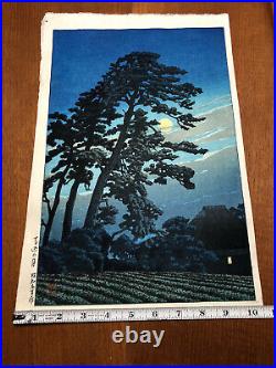 Hasui Kawase Moon At Megome 1930 Japanese Woodblock Print