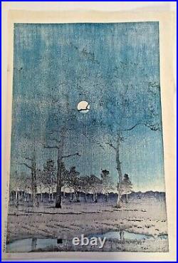 Hasui Kawase Moon of Winter Toyamagahara Wood block print