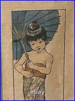 Helen Hyde (American 1868-1919) Japanese Woodblock Print Art Summer Girl