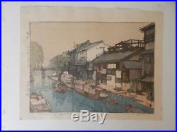 Hiroshi Yoshida, Canal in Osaka, Japanese Woodblock Print Jizuri