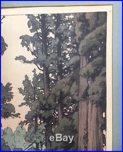 Hiroshi Yoshida Cryptomeria Avenue Japanese Woodblock Print Jizuri Seal 1937