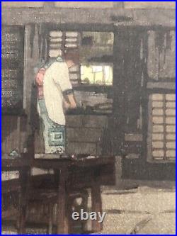 Hiroshi Yoshida Farmhouse. 1946. Japanese Original Woodblock Print