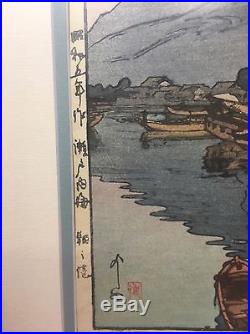 Hiroshi Yoshida Harbor in Tomomoura Japanese Woodblock Print