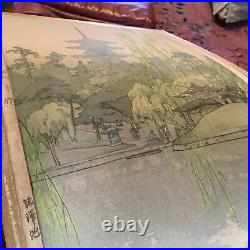 Hiroshi Yoshida, Japanese Woodblock, Original Famous Artist. Sarusawa Pond